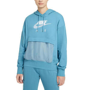 Nike Women's Logo Mesh-Trim Hoodie Sweatshirt Cerulean Blue, sz.S